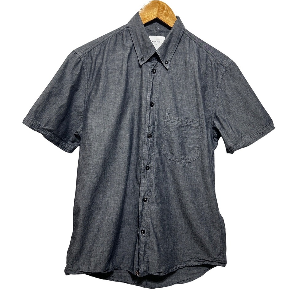 Billy Reid Mens Shirt S Gray Cotton Chambray Button Up Standard Fit Heritage